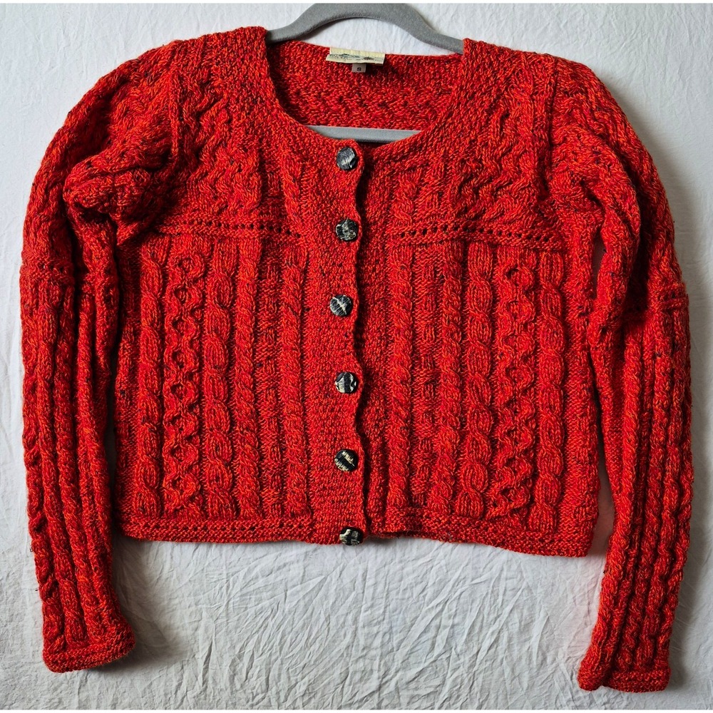 Carraig Donn Women's Wool Cable Knit Button Front Cardigan Sweater Size S